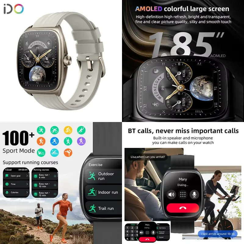 Smartwatch Watches Smart - 2025年ファッションメンズスマートウォッチメーカー1.85インチAMOLED曲面工場価格BT通話IP68防水フィットネストラッカー