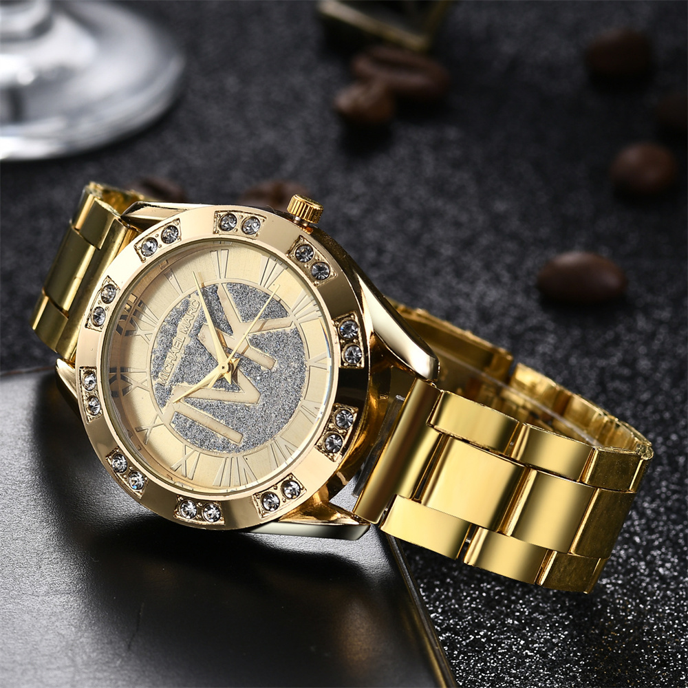 Minimalist Thin Watch - 高級レディース腕時計ファッション 2024 ダイヤモンド TVK クォーツ時計ビジネスステンレス鋼ゴールドレディース時計ギフト腕時計