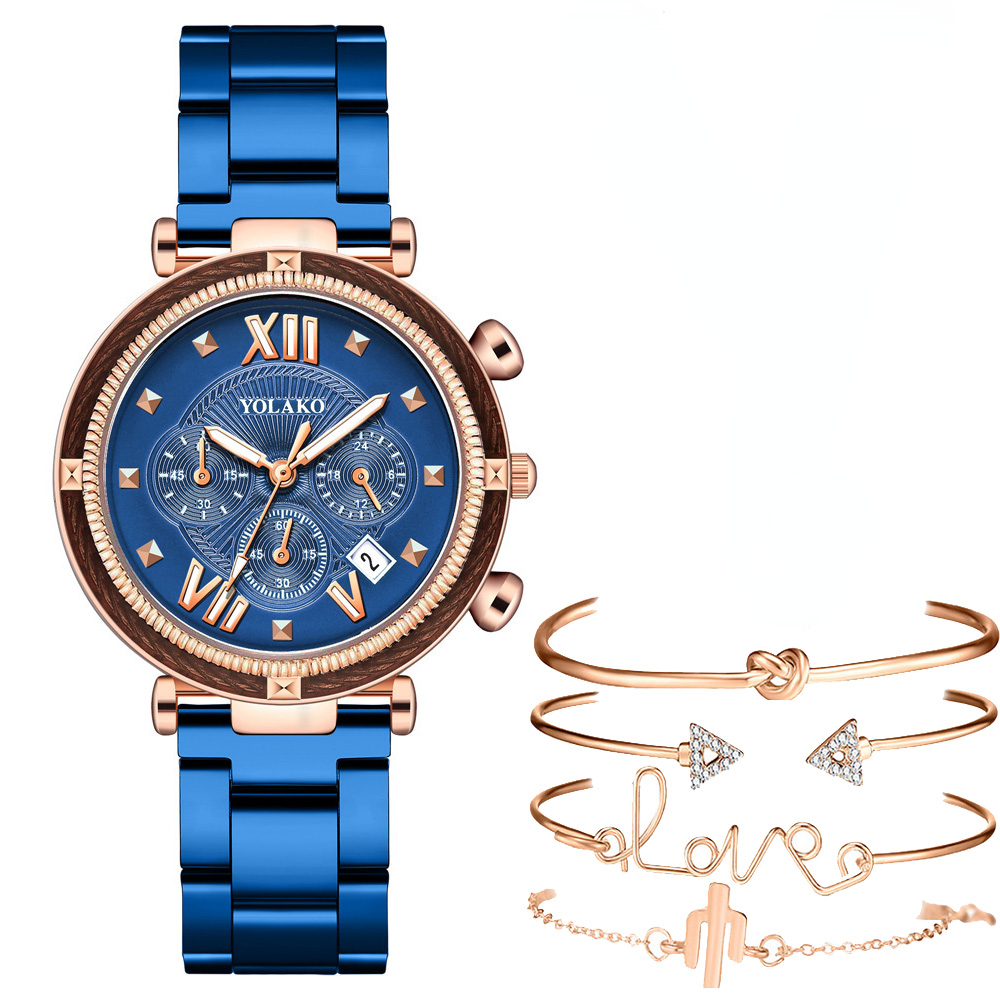 Minimalist Thin Watch - 女性のための5つのファッショナブルな時計のセット,ステンレス鋼のブレスレット,自動日付,クォーツ,2022