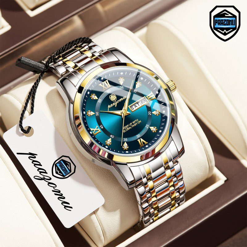 Smartwatch Luxury Watches For Men - PAAZOMU 腕時計メンズレディースダイヤモンドビジネスドレスアナログクォーツステンレス鋼防水発光日付高級カジュアル腕時計