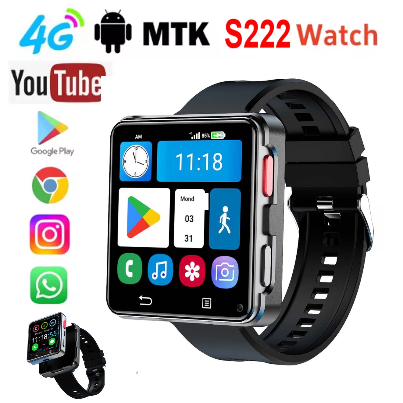 Smartwatch Watches Smart - S222 スマートウォッチ 4G SIMカード 4GB RAM