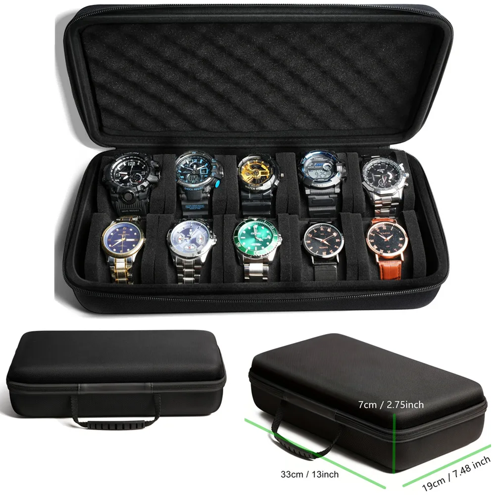Tag Watches Smartwatch - 10スロットウォッチボックスオーガナイザーポータブルジッパーウォッチトラベルストレージケースウォッチディスプレイホルダー腕時計とスマートウォッチ用