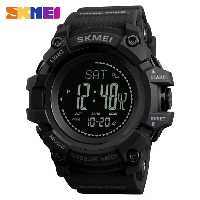 Altimeter Compass Watch - SKmei-男性用デジタルブレスレット,屋外用防水時計,血圧,コンパス,1358