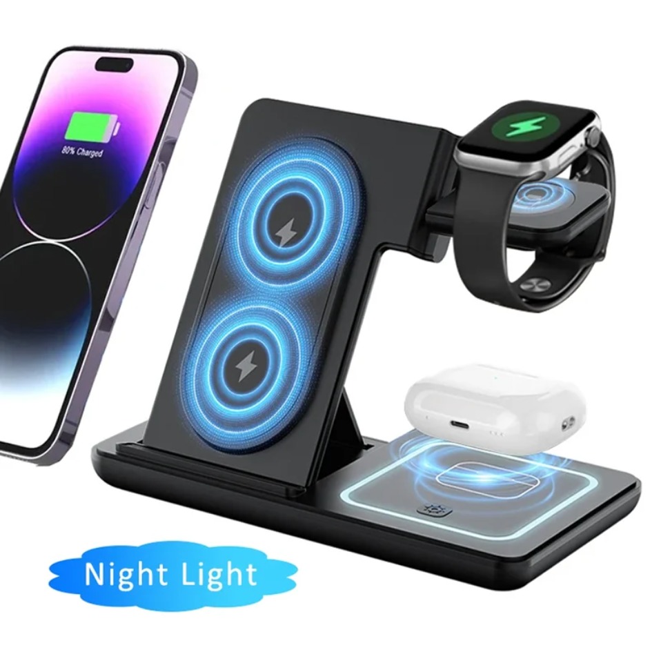 Smartwatch Watches For Iphone - ナイトLEDライト付き3in1ワイヤレス充電器 折りたたみ式スタンド iPhone、Samsung、Apple Watch 2-11 SE、Airpods