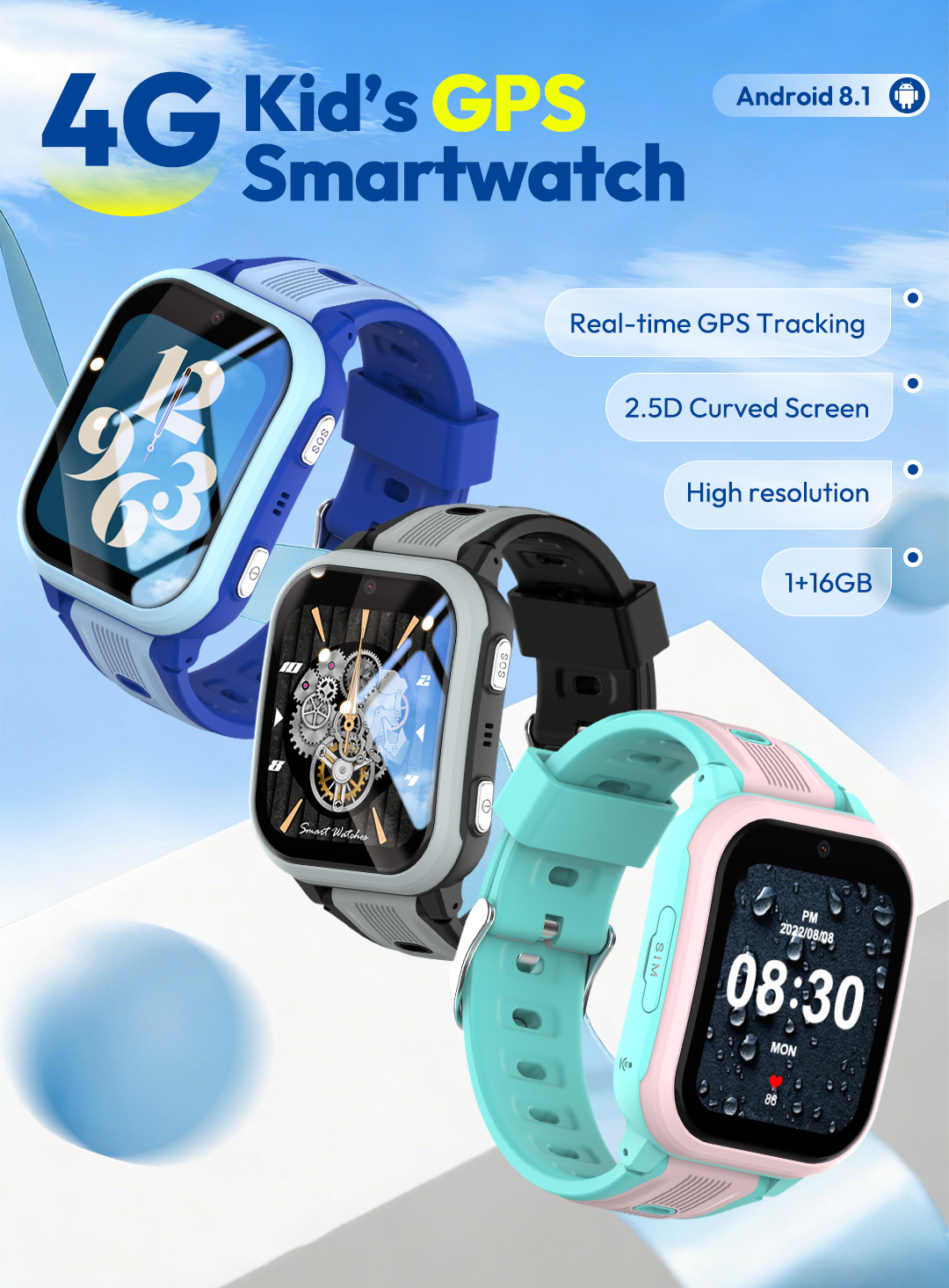 Smartwatch Watches Boys - KT41スマートウォッチ - 4G対応子供用腕時計 - 高解像度スクリーン -