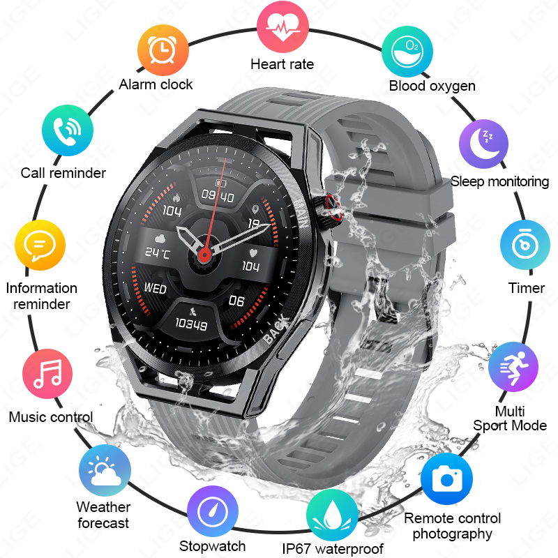 Smartwatch Watches For Sale - FOXBOX メンズスマートウォッチ 心拍数 睡眠モニタリング ワイヤレス通話 NFC