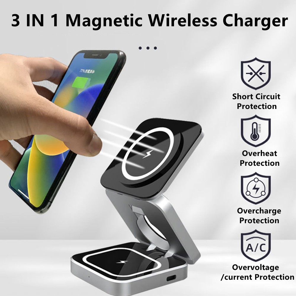 Smartwatch Watches For Iphone - 折りたたみ可能な磁気ワイヤレス充電器スタンドマグネットサムスンS25 S25 S24 IPhone 16用Galaxy Watch