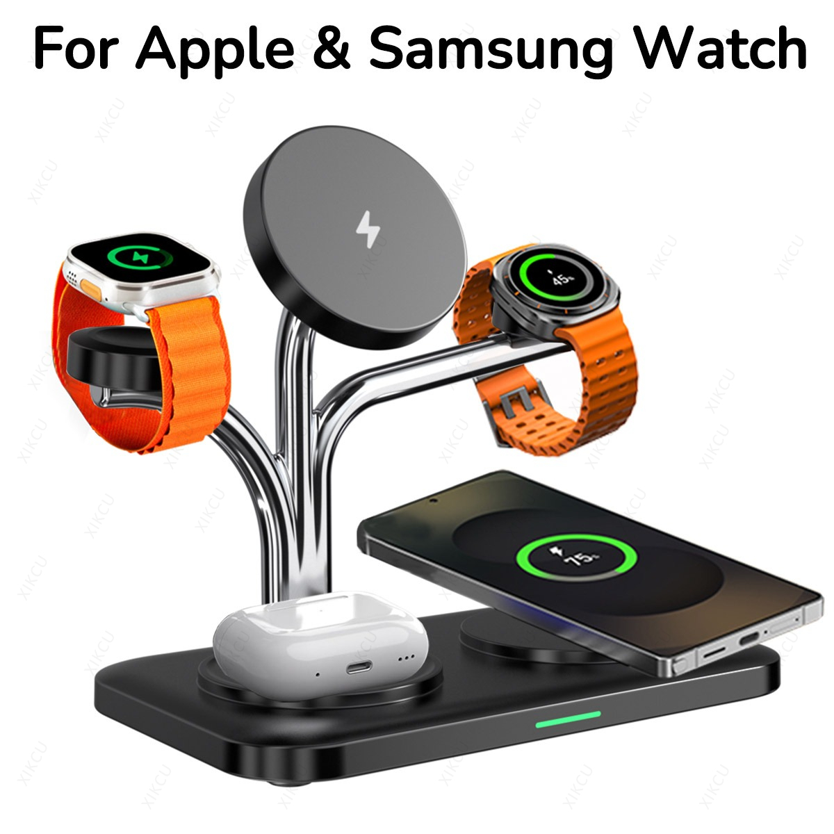 Smartwatch Watches For Iphone - 5 in 1 磁気ワイヤレス充電器、デュアルフォンとウォッチの急速充電、iPhone 17～12、Samsung、Apple/Galaxy Watch、AirPods