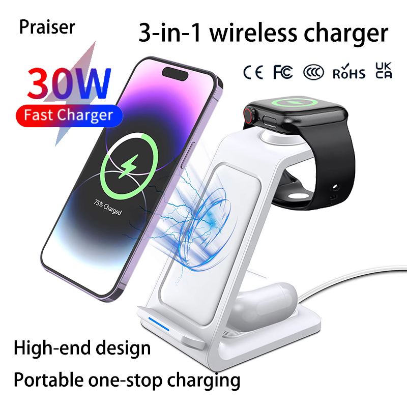 Smartwatch Watches For Iphone - 15W 3in1 ワイヤレス充電スタンド iPhone、Samsung、Xiaomi、OPPO、Apple Watch 8/7、AirPods対応