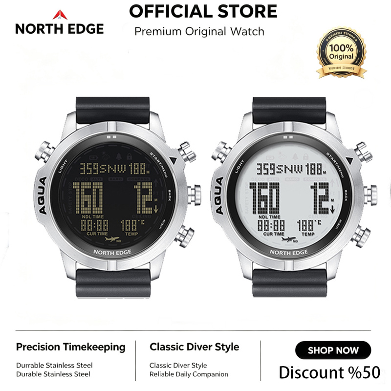 Altimeter Compass Watch - NORTH EDGE メンズデジタルウォッチ プロフェッショナルダイブコンピューターウォッチ スキューバダイビング NDL（減圧補正時間）