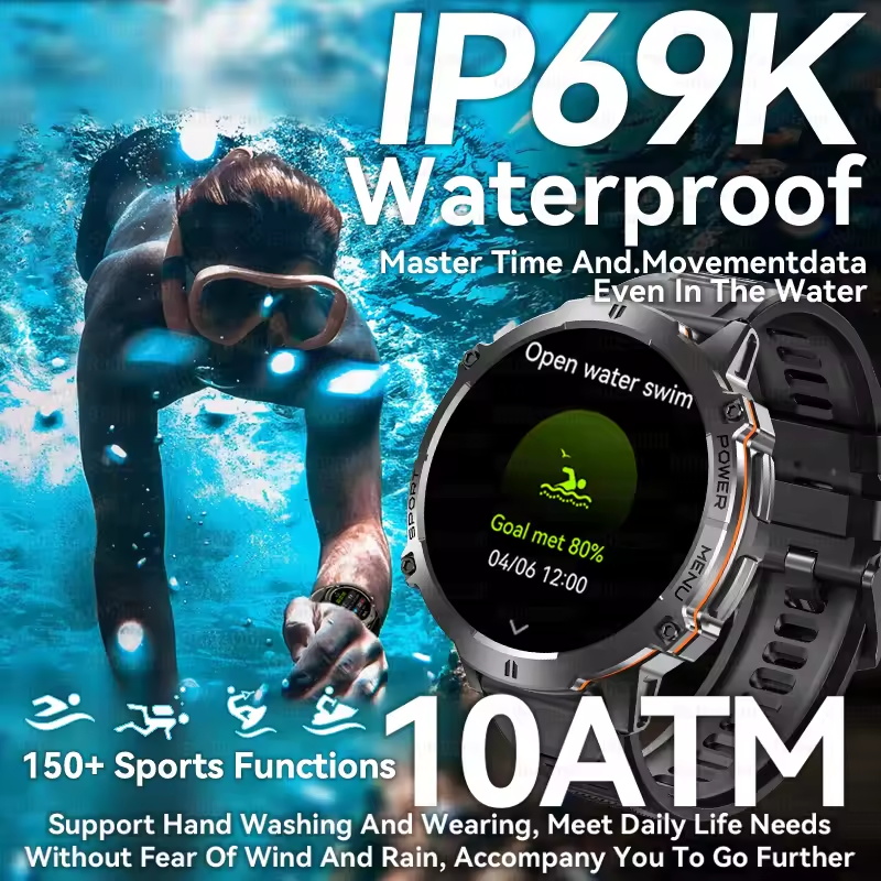2026新しい軍事用1000mAhスポーツスマートウォッチ男 - Altimeter Compass Watch のレビューと価格