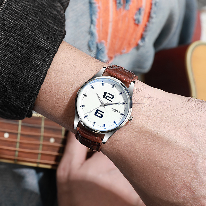 高級メンズクォーツ腕時計 ブルーライトレザーストラップ クラ - Smartwatch Watches Boys のレビューと価格