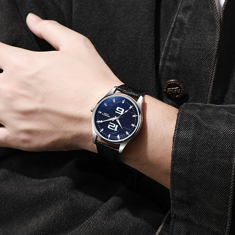 高級メンズクォーツ腕時計 ブルーライトレザーストラップ クラ - Smartwatch Watches Boys のレビューと価格