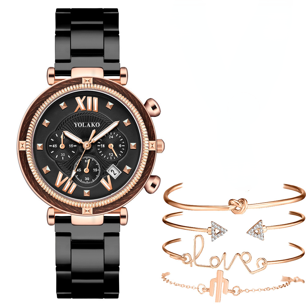 女性のための5つのファッショナブルな時計のセット,ステンレス - Minimalist Thin Watch のレビューと価格