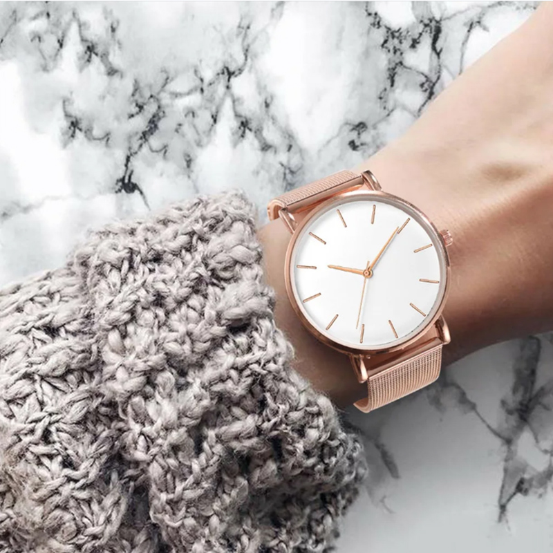 トップブランドの女性の腕時計高級メタルメッシュシンプルなクォ - Minimalist Thin Watch のレビューと価格