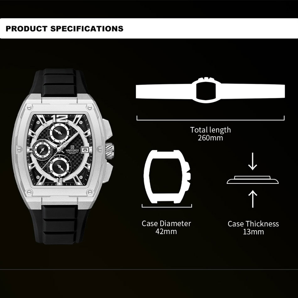 NAVIFORCE メンズ 防水 高級スポーツウォッチ カジ - Silicone Sport Band のレビューと価格