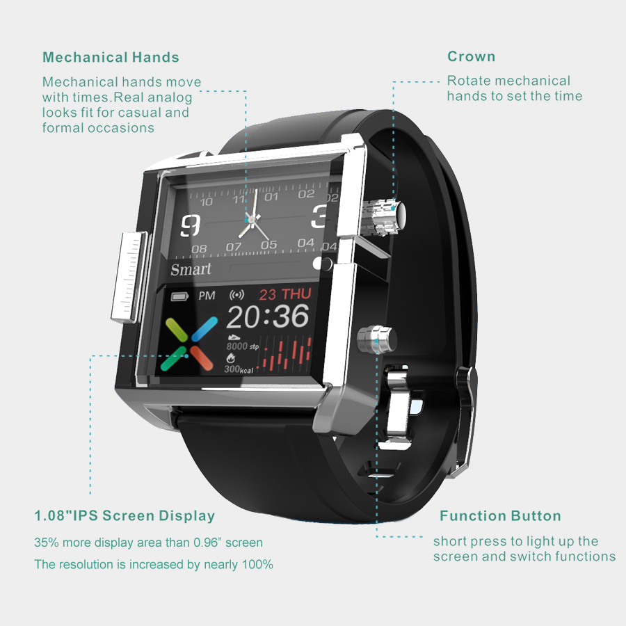 コネクテッドウォッチT9,ハイブリッドリストバンド,防水,心 - Altimeter Compass Watch のレビューと価格