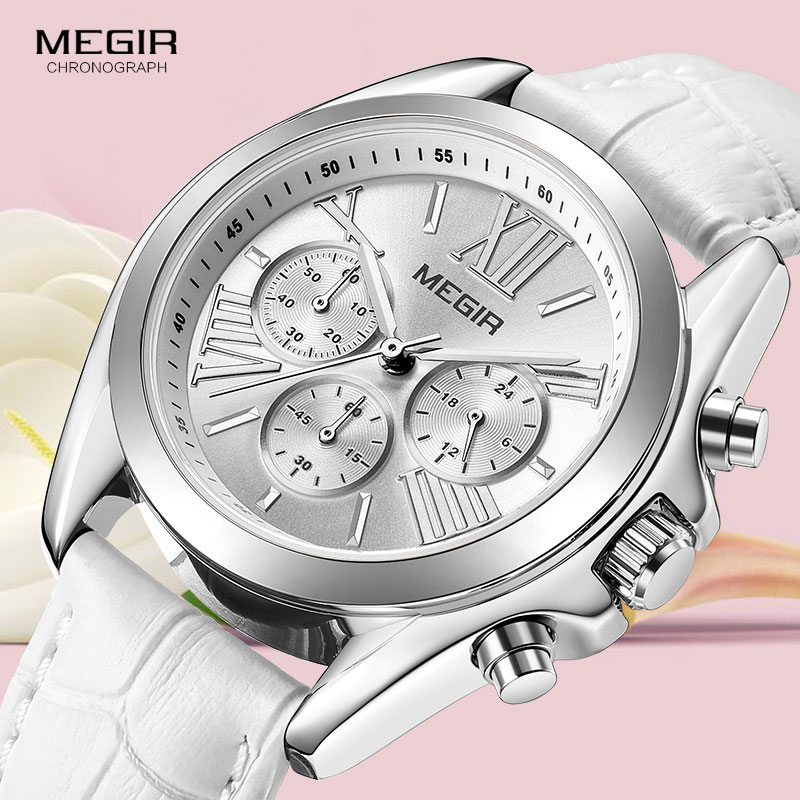 Megir2019-レディースレザーウォッチ,クロノグラフ付 - Minimalist Thin Watch のレビューと価格
