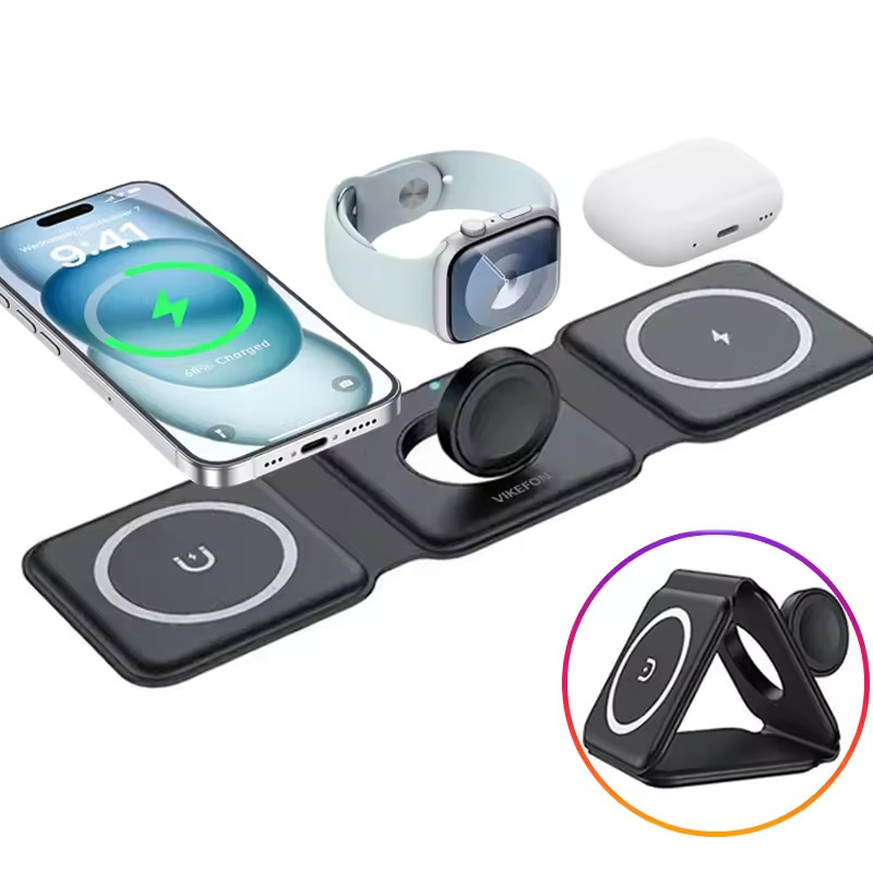 3-in-1 磁気折りたたみ式ワイヤレス充電器、15W急速充 - Smartwatch Watches For Iphone のレビューと価格