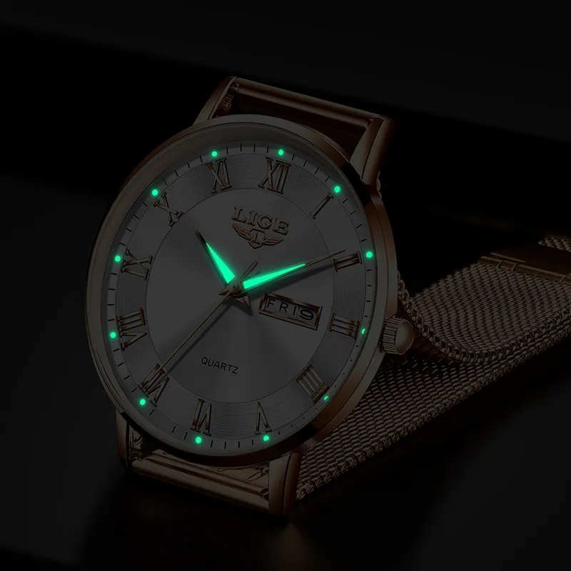 LIGE ファッション女性腕時計トップブランドの高級超薄型メ - Minimalist Thin Watch のレビューと価格