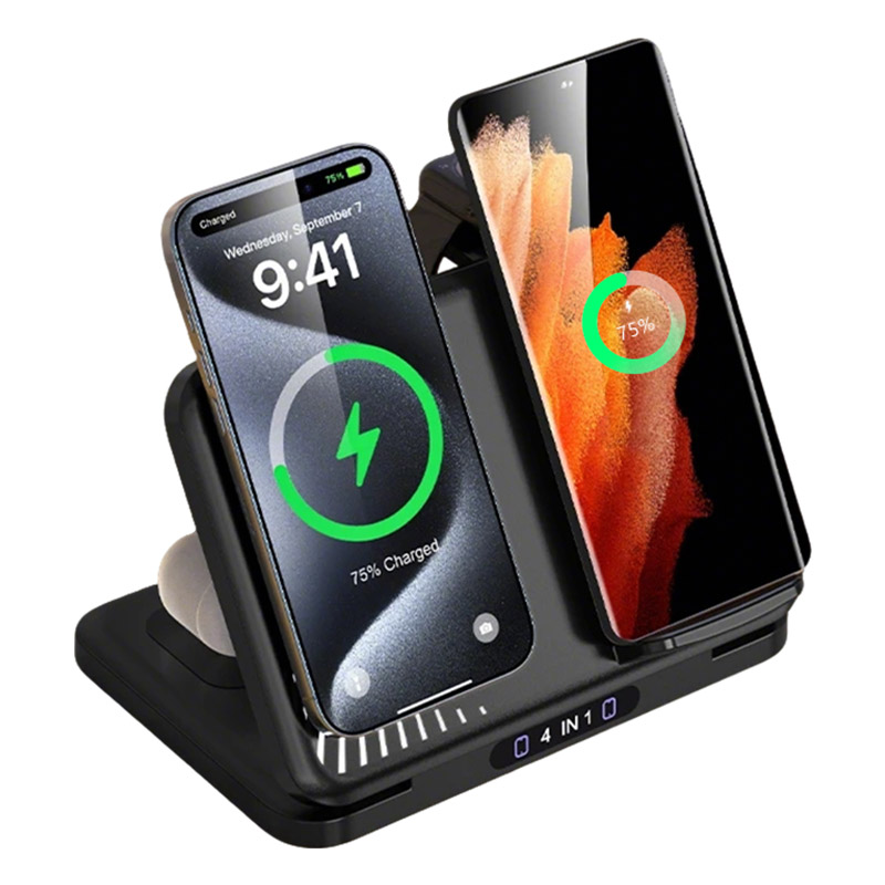 4 in 1 デュアルフォン ワイヤレス充電スタンド 磁気急 - Smartwatch Watches For Iphone のレビューと価格