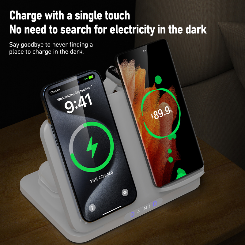 4 in 1 デュアルフォン ワイヤレス充電スタンド 磁気急 - Smartwatch Watches For Iphone のレビューと価格