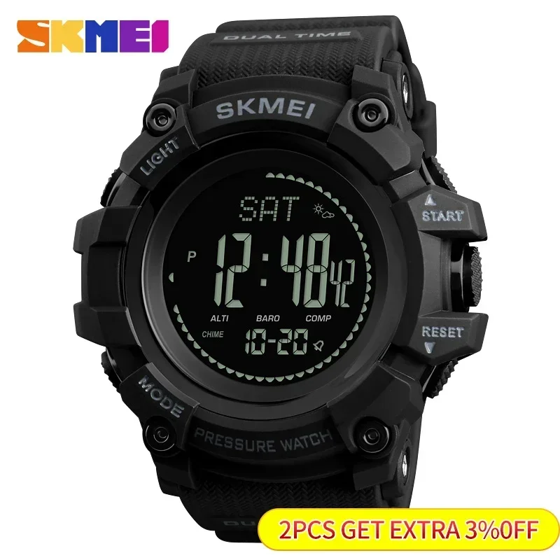 SKmei-男性用デジタルブレスレット,屋外用防水時計,血圧 - Altimeter Compass Watch のレビューと価格