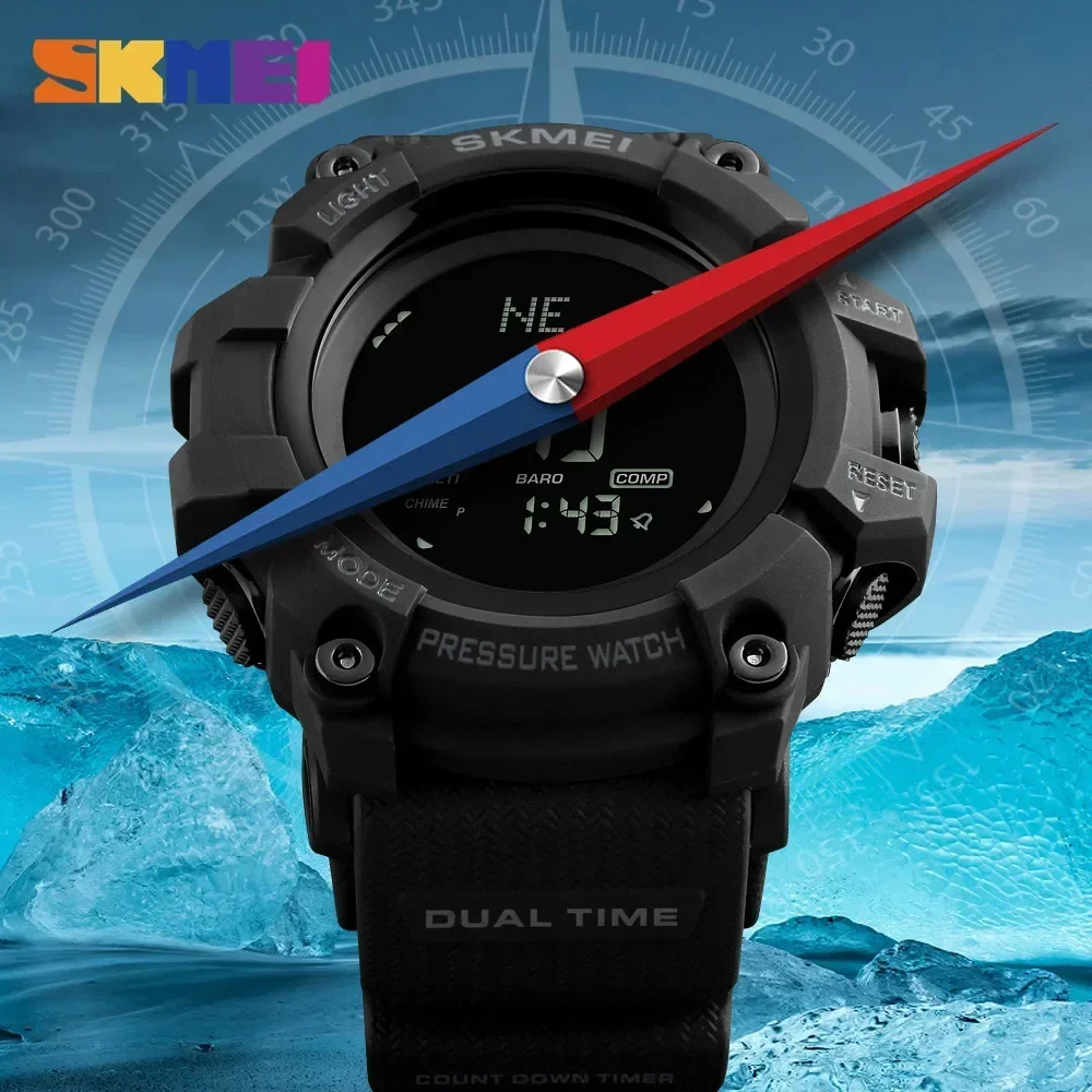 SKmei-男性用デジタルブレスレット,屋外用防水時計,血圧 - Altimeter Compass Watch のレビューと価格