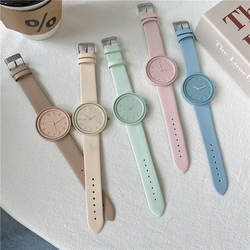 マカロンカラーシリーズレディース腕時計高品質ファッションクォ - Minimalist Thin Watch のレビューと価格