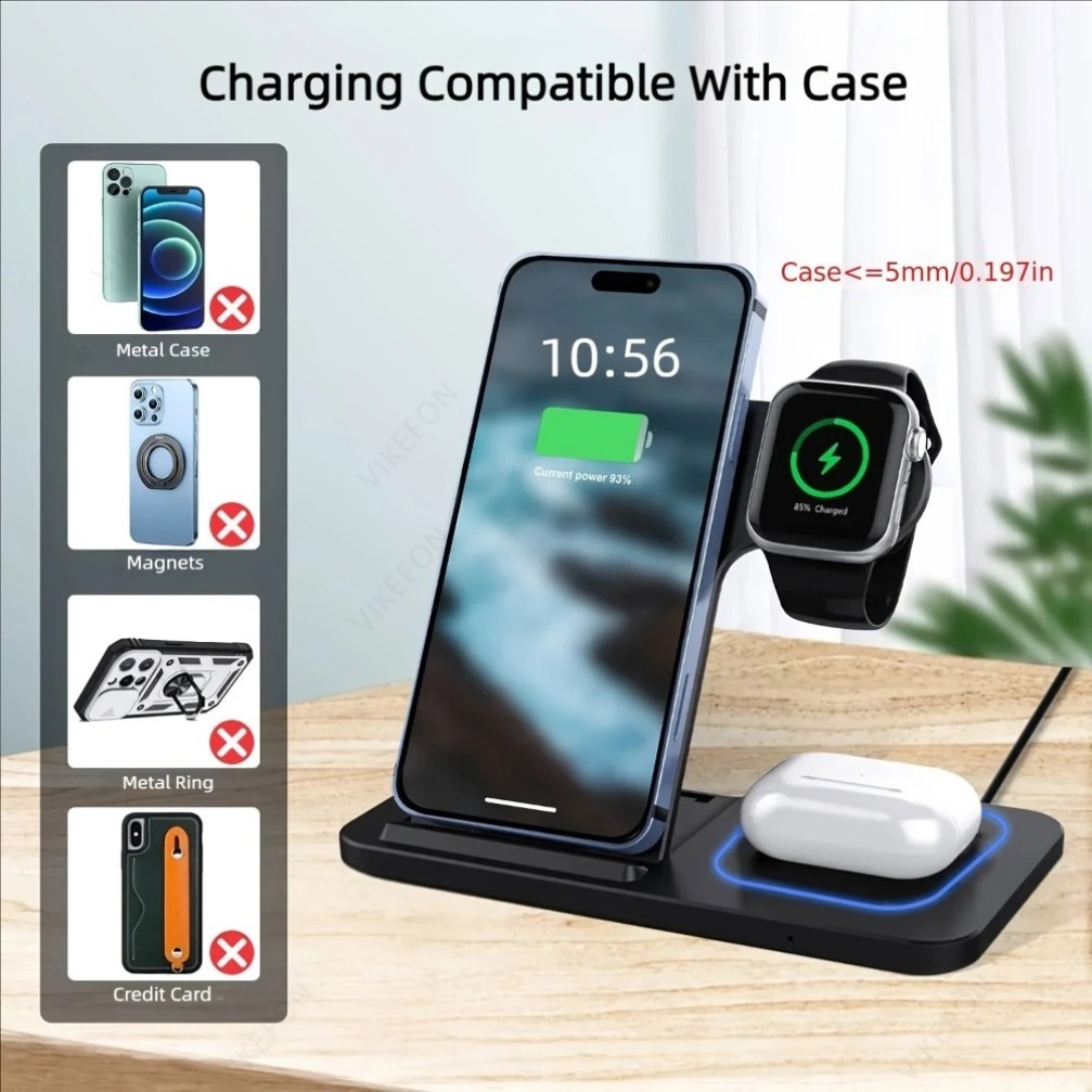 折りたたみ式3in1ワイヤレス充電ステーション iPhone - Smartwatch Watches For Iphone のレビューと価格