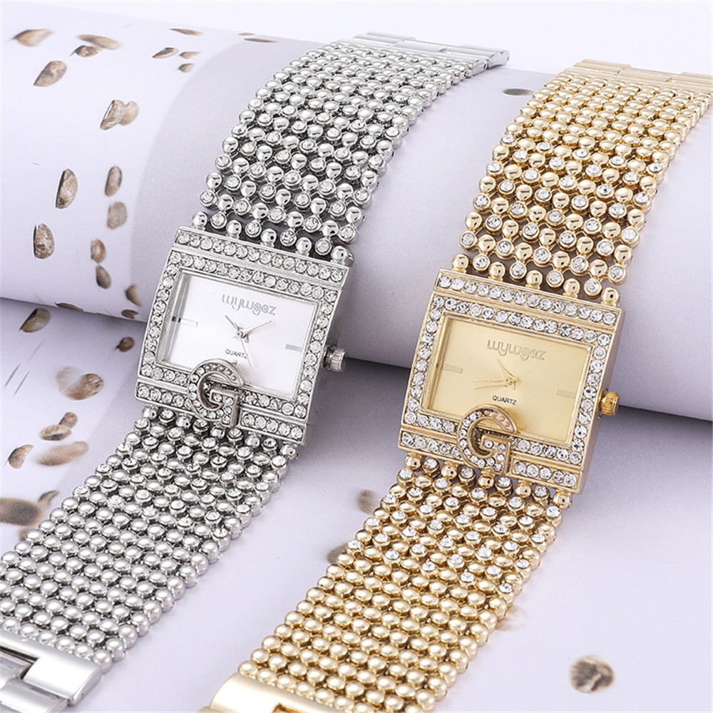 女性用シングルスクエアゴールドウォッチ,カジュアルアロイブレ - Minimalist Thin Watch のレビューと価格