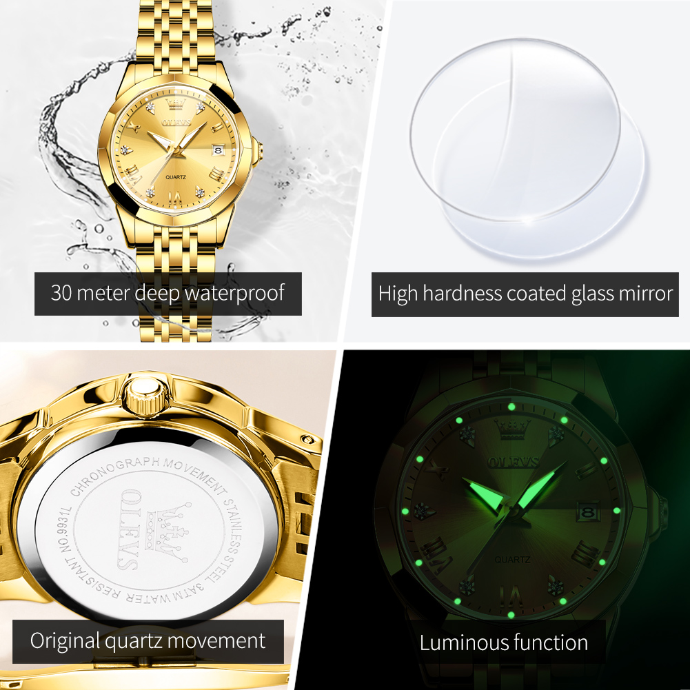 OLEVS ファッションゴールデン腕時計女性のためのステンレ - Minimalist Thin Watch のレビューと価格