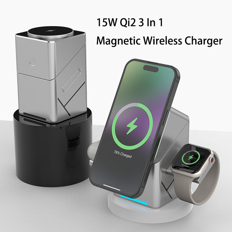 15Wタッチ回転式磁気多機能3in1ワイヤレス充電器 iPh - Smartwatch Watches For Iphone のレビューと価格