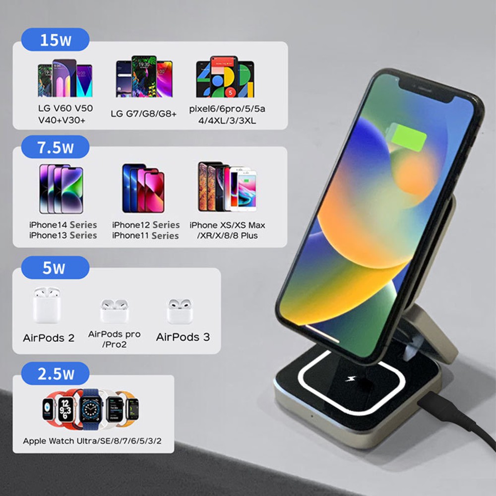 折りたたみ可能な磁気ワイヤレス充電器スタンドマグネットサムス - Smartwatch Watches For Iphone のレビューと価格