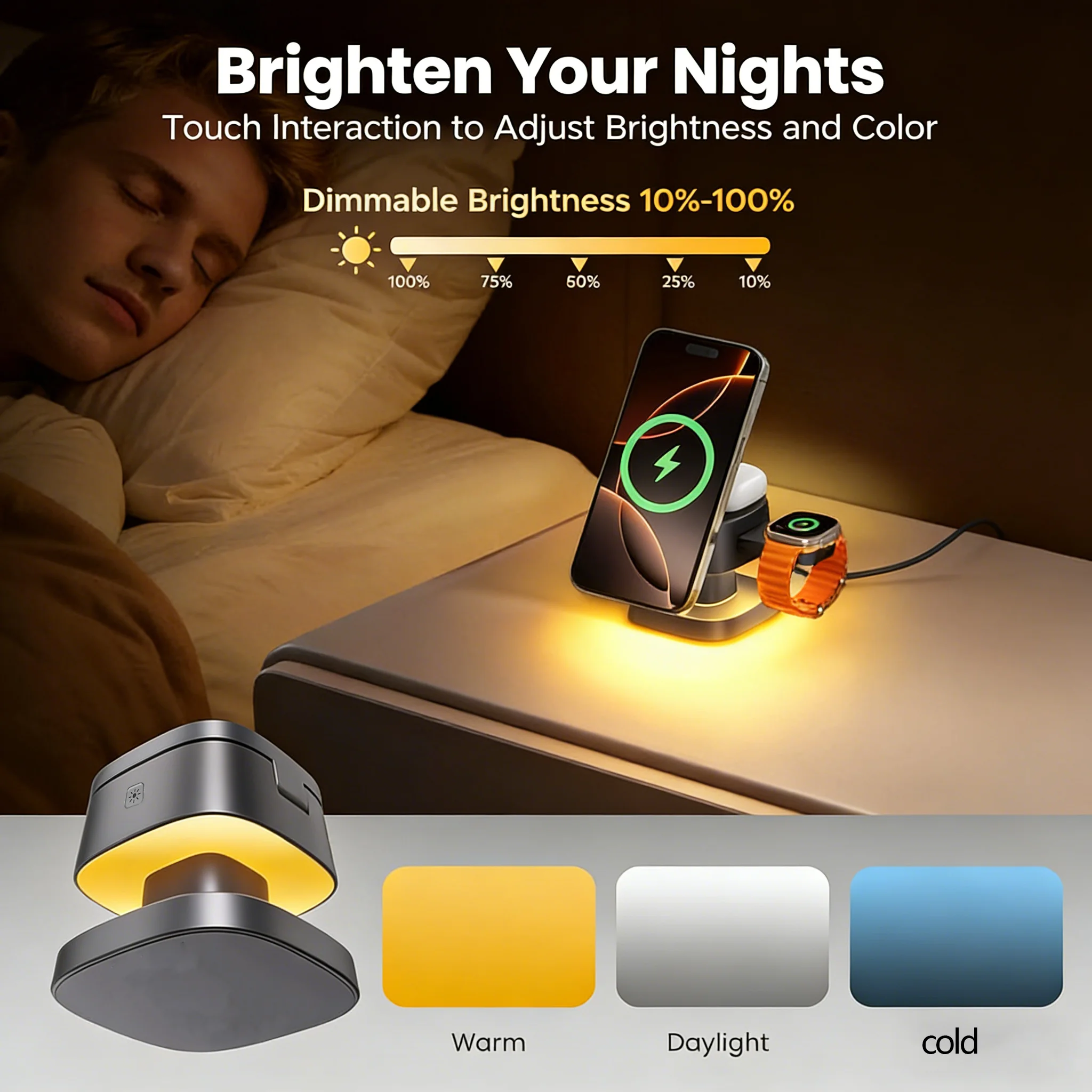 TIMESSナイトライトマッシュルームワイヤレス充電器3-I - Smartwatch Watches For Iphone のレビューと価格