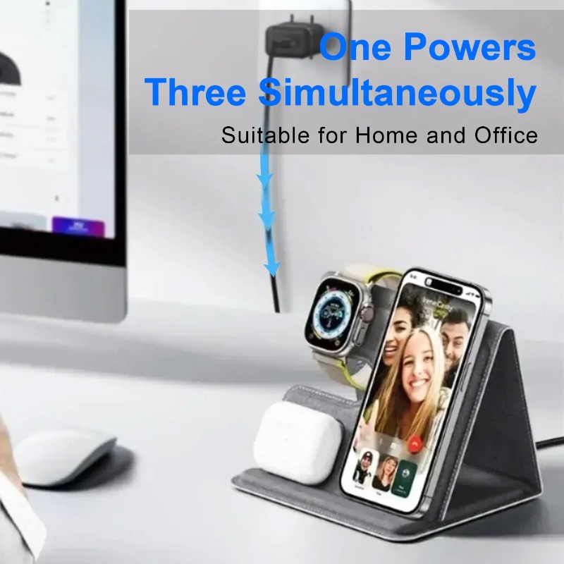 3 in 1 ファブリック製ワイヤレス充電ステーション 折り - Smartwatch Phone Watches のレビューと価格